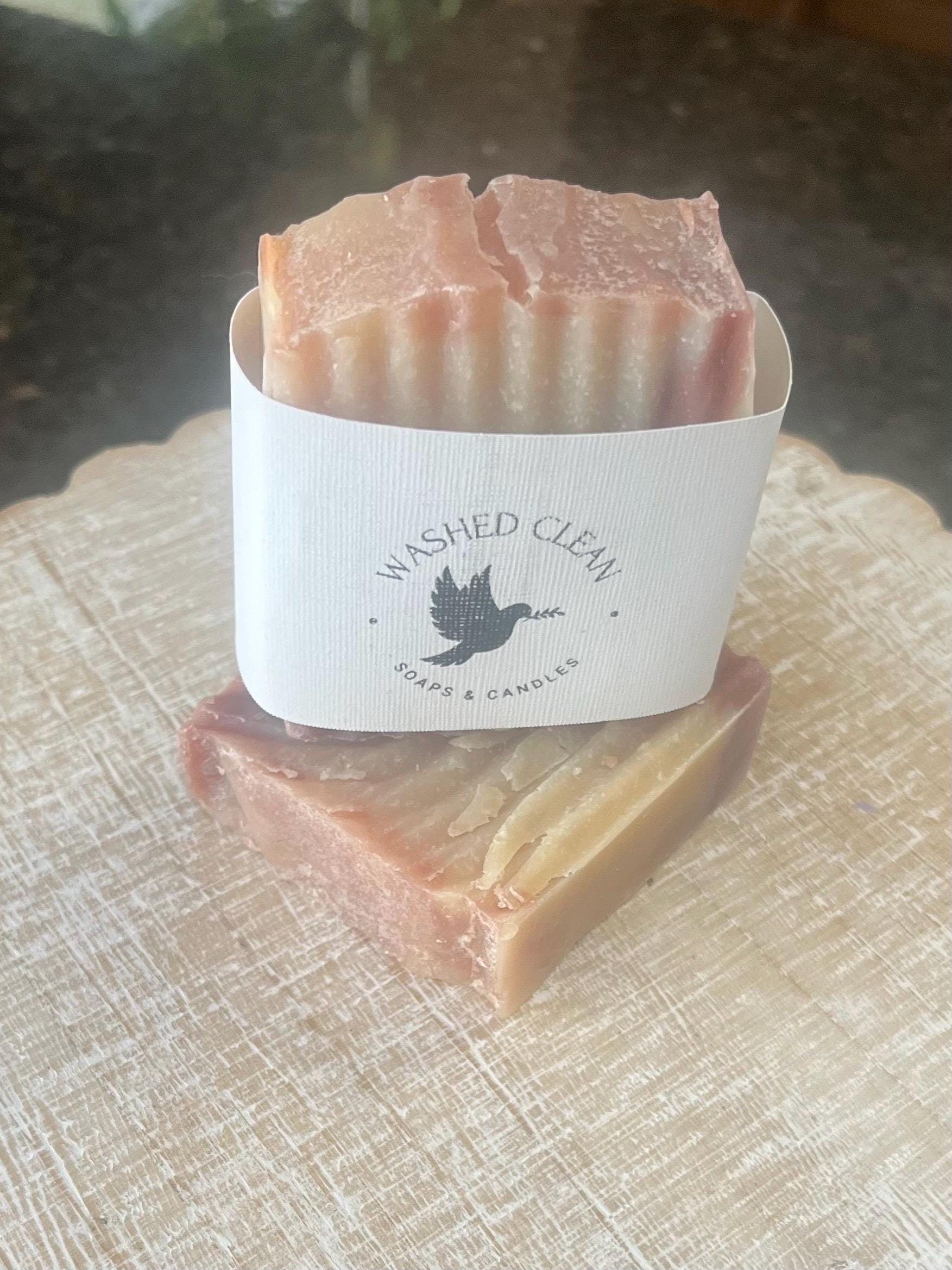 Vintage Leather & Turmeric Scented Cold-Press Homemade Soap, Natural Oils, Scented