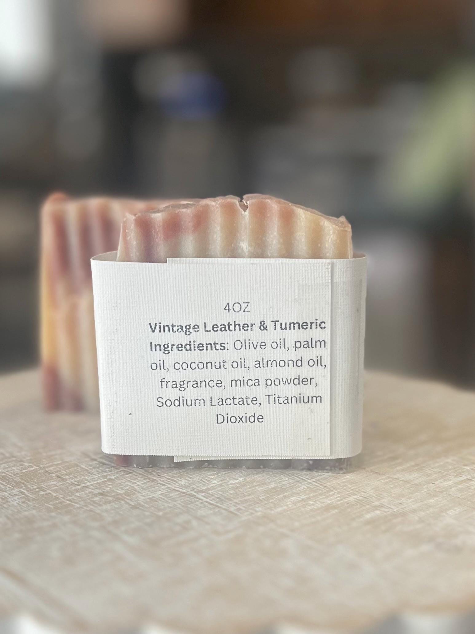 Vintage Leather & Turmeric Scented Cold-Press Homemade Soap, Natural Oils, Scented